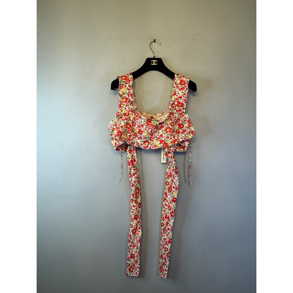 For Love & Lemons Audon Floral Crop Top-M $170-A705